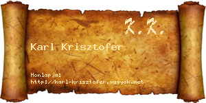 Karl Krisztofer névjegykártya